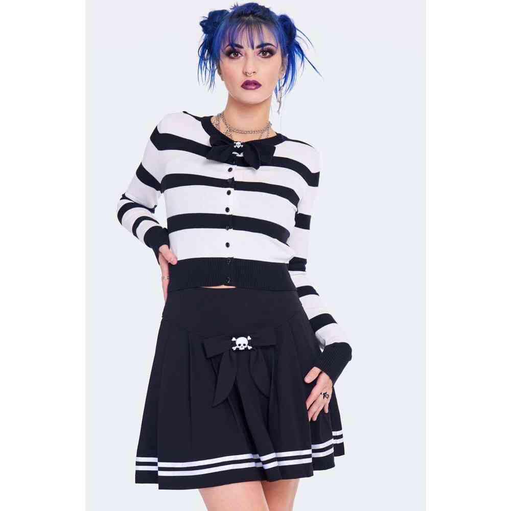Jawbreaker - Striped With Skull Bow Cardigan - Multicolore